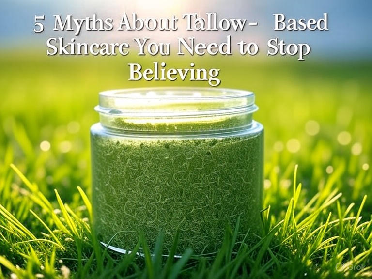 tallow skincare benefits, non-greasy natural moisturizer, grass-fed tallow skincare, natural skincare facts, tallow for acne-prone skin, non-comedogenic skincare